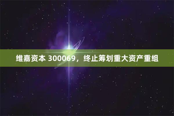 维嘉资本 300069，终止筹划重大资产重组