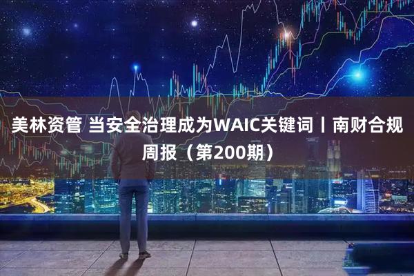 美林资管 当安全治理成为WAIC关键词丨南财合规周报(第200期)